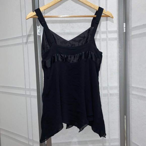 Gap Women's Empire Babydoll Chiffon Sleeveless Chiffon V-Neck Black Top - Picture 2 of 4
